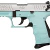 Walther P22Q 22 LR Semi Auto Pistol with Angel Blue Frame and Satin Stainless Slide