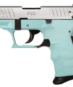 Walther P22Q 22 LR Semi Auto Pistol with Angel Blue Frame and Satin Stainless Slide